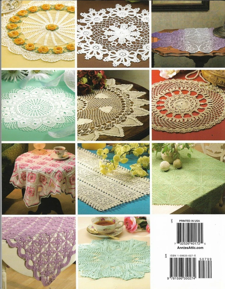 NEW TABLETOP ELEGANCE DOILIES TABLECLOTH RUNNER 13 DESIGNS CROCHET PATTERN BOOK - Image 2 of 2