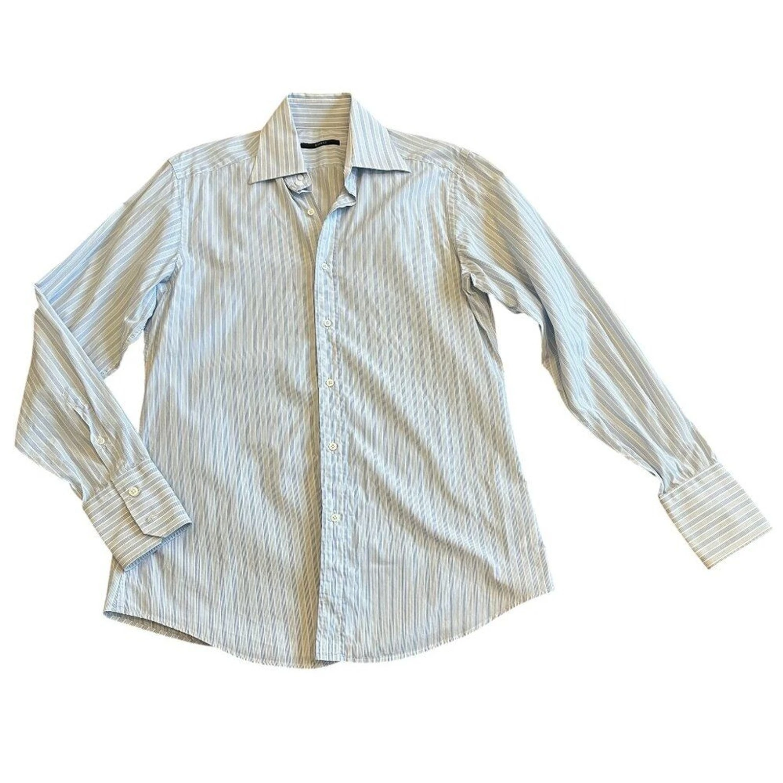 Chemise robe boutonnée Gucci 100% coton bleu blanc rayure manches longues taille 41