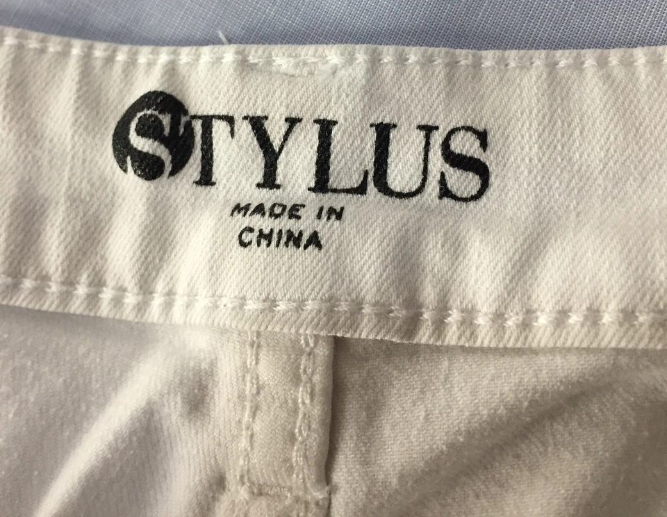 Stylus White Pants 10 Woman’s Straight Leg Button Zipper Pockets - Image 3 of 4