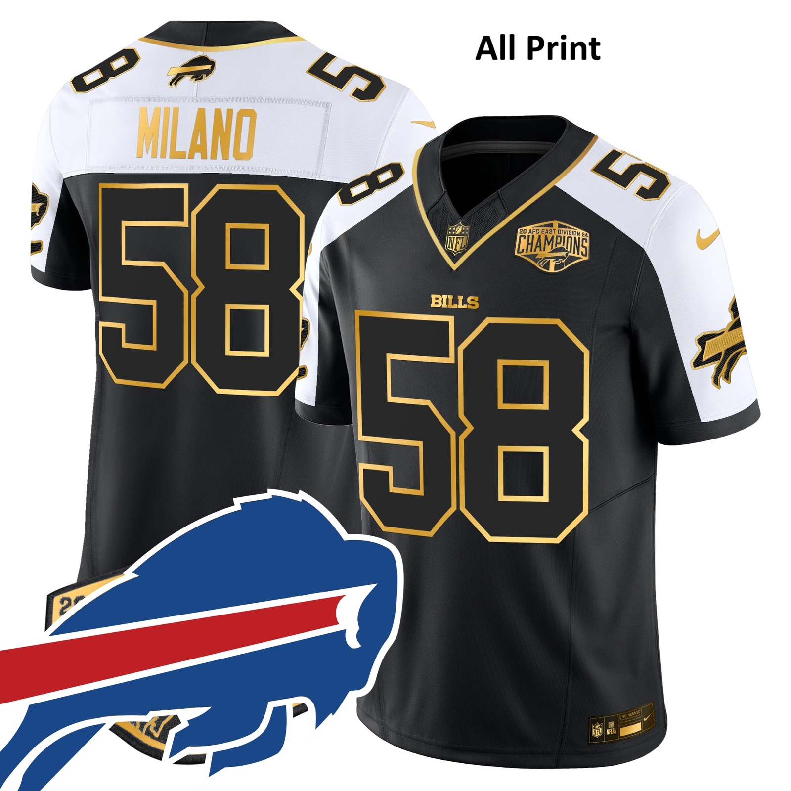 BuffaloxBills AFCxEastxChampions #58 MattxMilano Footbal Jersey-All Print