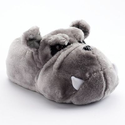 Bulldog Faux Fur Slippers - Boys