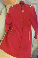 Ladies Designer Maroon Coat Size 12 Star By Julien Macdonald With Silver Studs