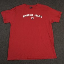 Vintage Nautica Jeans T Shirt Adult XL Red Crew Neck Short Sleeve Made in USA
