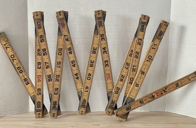 Vintage LUFKIN Red End Extension Rule 72  Folding Wood Ruler No# 66