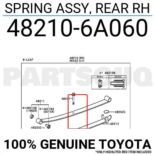 482106A060 Genuine Toyota SPRING ASSY, REAR RH 48210-6A060 | eBay