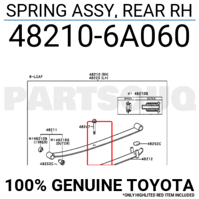 じゅん 482106A060 Genuine Toyota SPRING ASSY, REAR RH 48210-6A060 | eBay