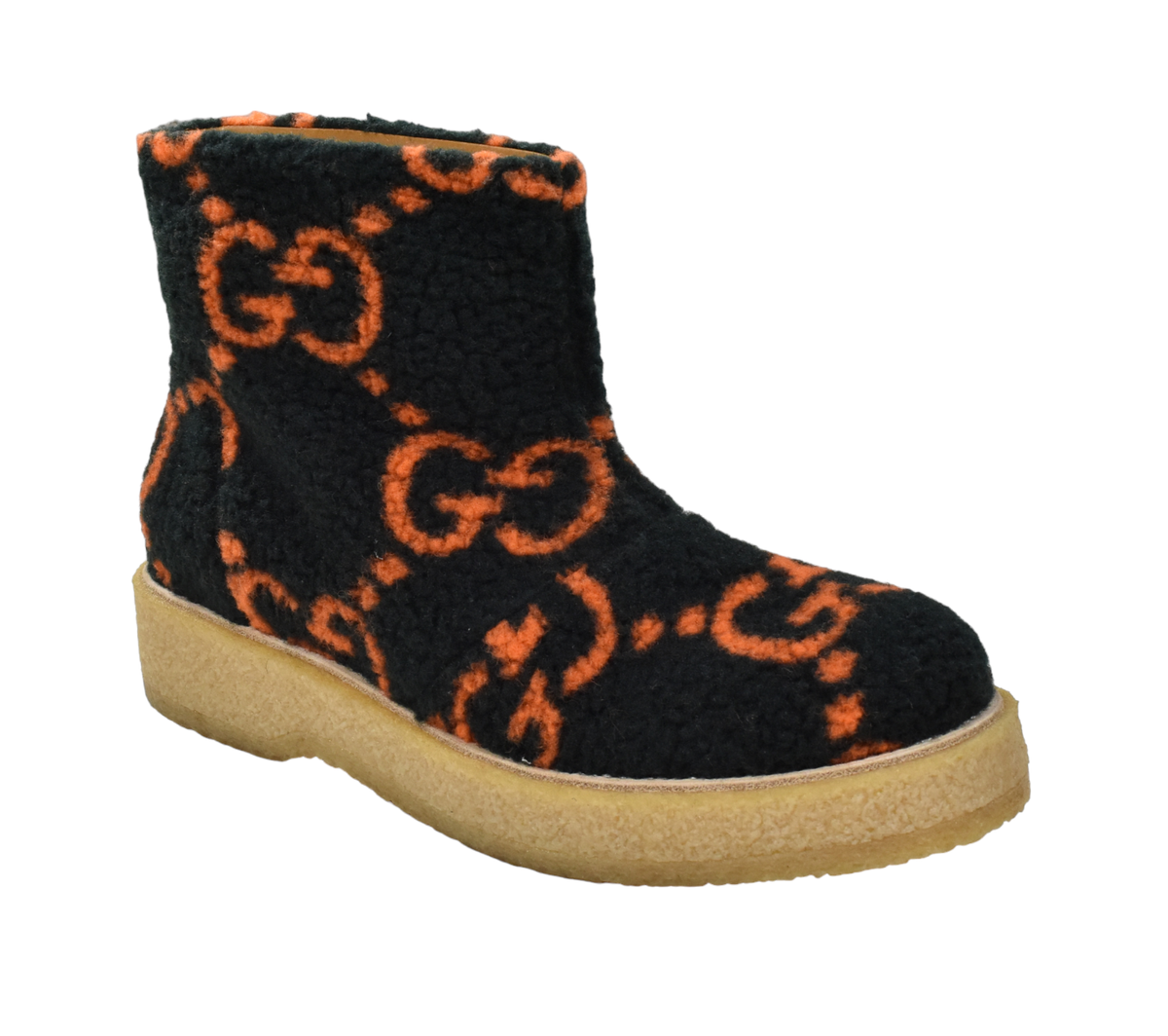 Authentic Men's Gucci Dark Green Hooper GG Logo Wool Effect Ankle