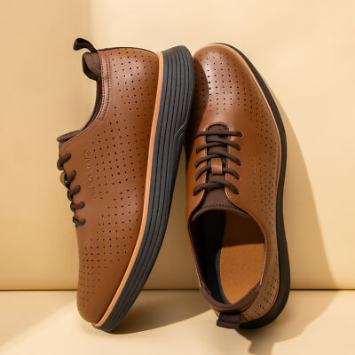 Men's Dress Sneakers Oxfords Breathable Casual Formal Business Shoes-Brown
