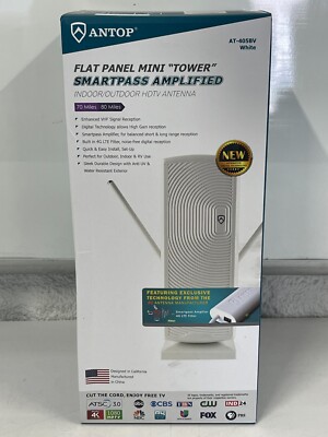 Antop Mini-Tower Flat-Panel Amplified Indoor/Outdoor/RV HDTV Antenna AT-405BV