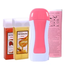 Roll on Depilatory Wax Hot Wax Warmer Heater cartridge Hair Removal Waxing Kit
