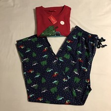 Christmas Pajama Men's Large Red Blue Sleepwear Long Sleeve Family PJ's