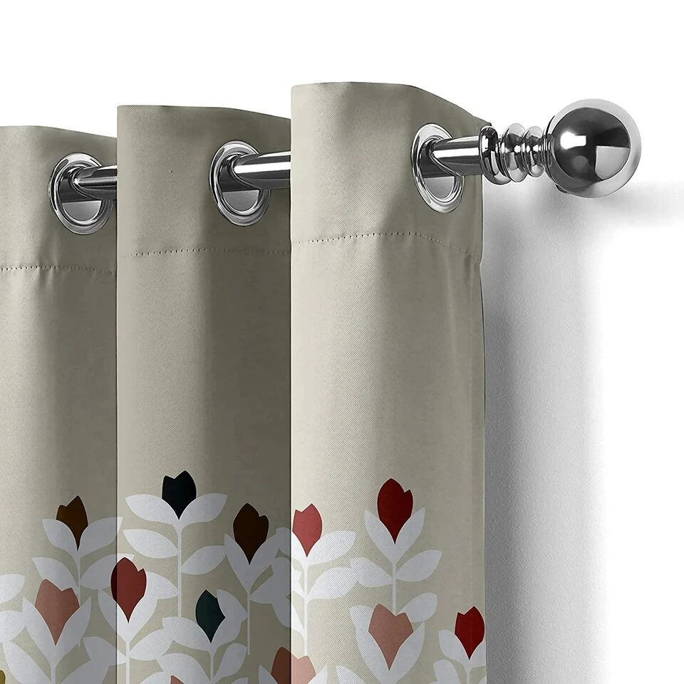 Juego de cortinas de ventana de puerta con ojal impreso de 2 piezas 5 7 pies - gris Foto 3 de 4