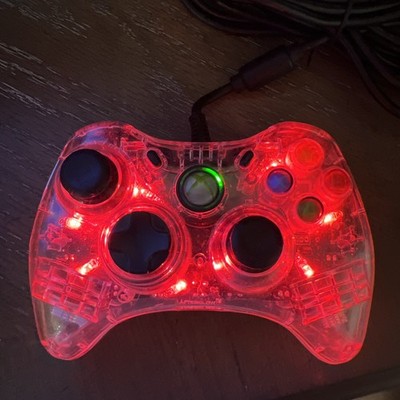 Xbox 360 Afterglow Clear Remote Controller  PL3702 Wired Red LED Nice!
