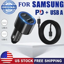 Original 45W Fast Car Charger,Type-C Cable For Samsung S25 Ultra A16 Z Fold 7