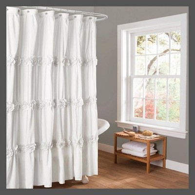Darla Texture Shower Curtain White - Lush Décor