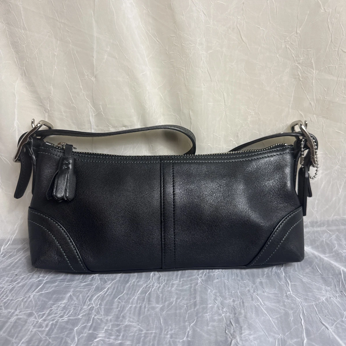 バッグ Coach Hampton Leather Handbag Black Coach Hampton Shoulder Bag Black Bags & Handbags for Women for