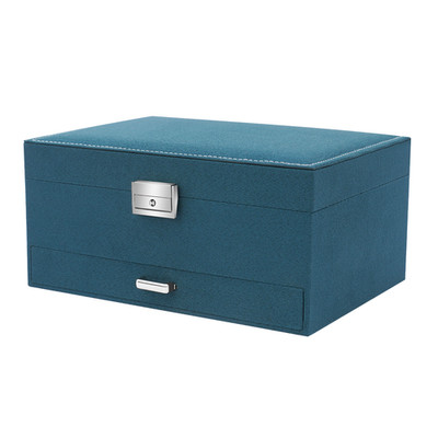 Jewelry Organizer Storage Case Flannel Jewellery Box with 2 Drawers And Lock
