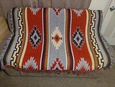 Vintage Southwestern Woven Throw Blanket  Azt...