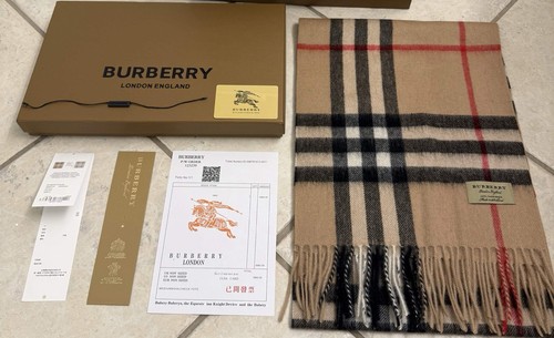 Burberry Classic Check Cashmere Scarf Archive Beige Made in Scotland NEW