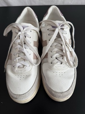 Gola Grandslam Trident CLA415 White Gray Leather Lace-Up Athletic Womens Shoes 9