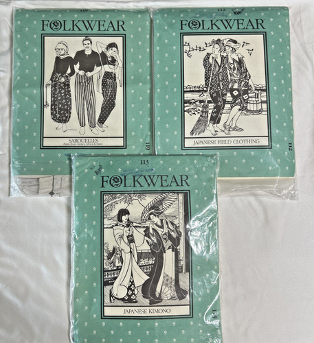 Folkwear Sewing Patterns Lot 3 – 112 Field Clothing, 113 Kimono, 119 Pants