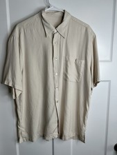 Tori Richard Men’s L Short Sleeve Silk Button Up Shirt Off White 4761 See Pics