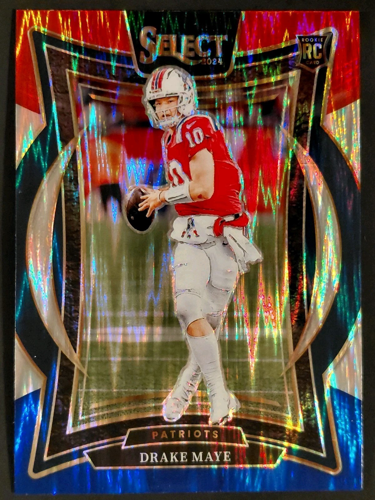 2024 Panini Select Concourse Drake Maye RC Rookie Red & Blue Shock Prizm #27