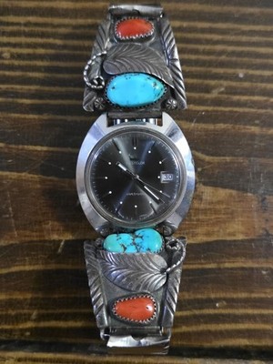 Vintage Westclox Men's Watch Navajo Sterling Silver Turquoise