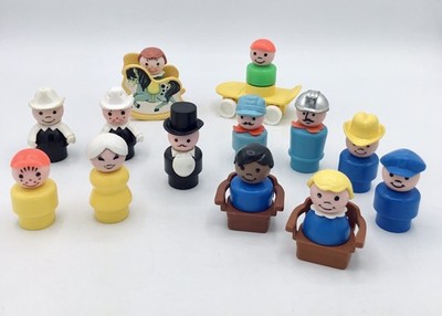 Vintage Fisher Price Little People Mixed Lot Of 13 Figures & 4 Accessories