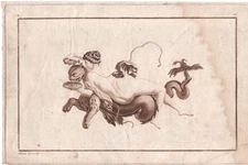 Gravure XIXe - Nymphe s'unissant à une Chimère - N.X. WILLEMIN - 29x19 cm