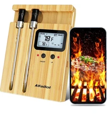 AlfaBot Wireless Meat Thermometer with 2 Meat Probes, 520 FT Bluetooth Meat T...