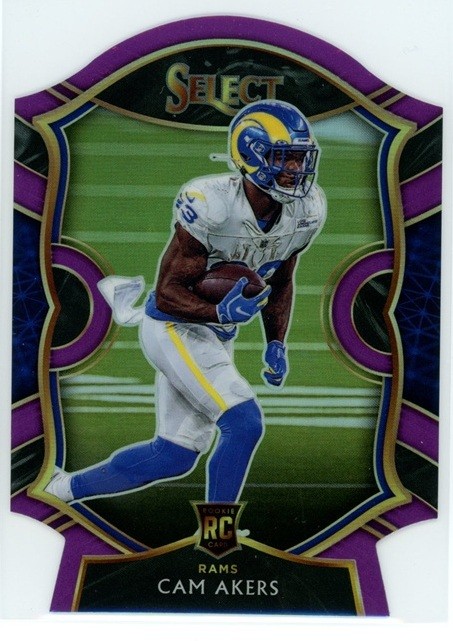 Cam Akers 2020 Panini Select #55 Rookie Rams Purple Prizm Die Cut RC