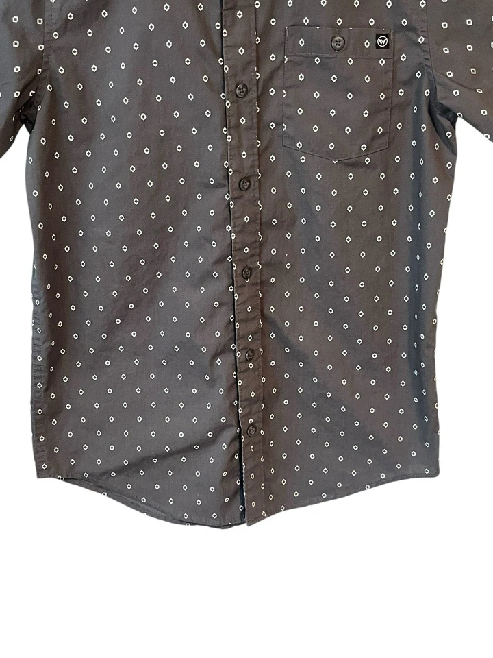 Shaun White Button UP Shirt Boys Size L 12-14 Gray Diamond Print Short Sleeve - Image 4 of 4