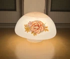 Vintage Milk Glass Floral Brown Rose Pattern Ceiling Light Shade