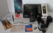 Nokia 6120 Cell Phone w/ Charger Owners Manual Box Case Adapters / Psus Vintage