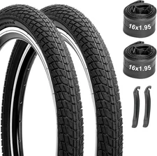 Kids Bike Tires and Tubes Set: 2-Pack 16x1.95/20x2.125 16×1.95 inch, black 