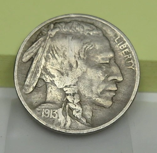 1913 Type 2 Buffalo Nickel grades Very Fine Details Obverse Skid Mark