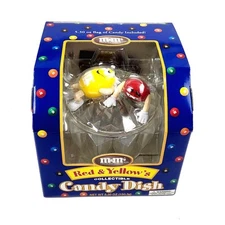 Rare M&M's Red & Yellow's Collectible Plastic Candy Dish With Bag Of Candy NIB