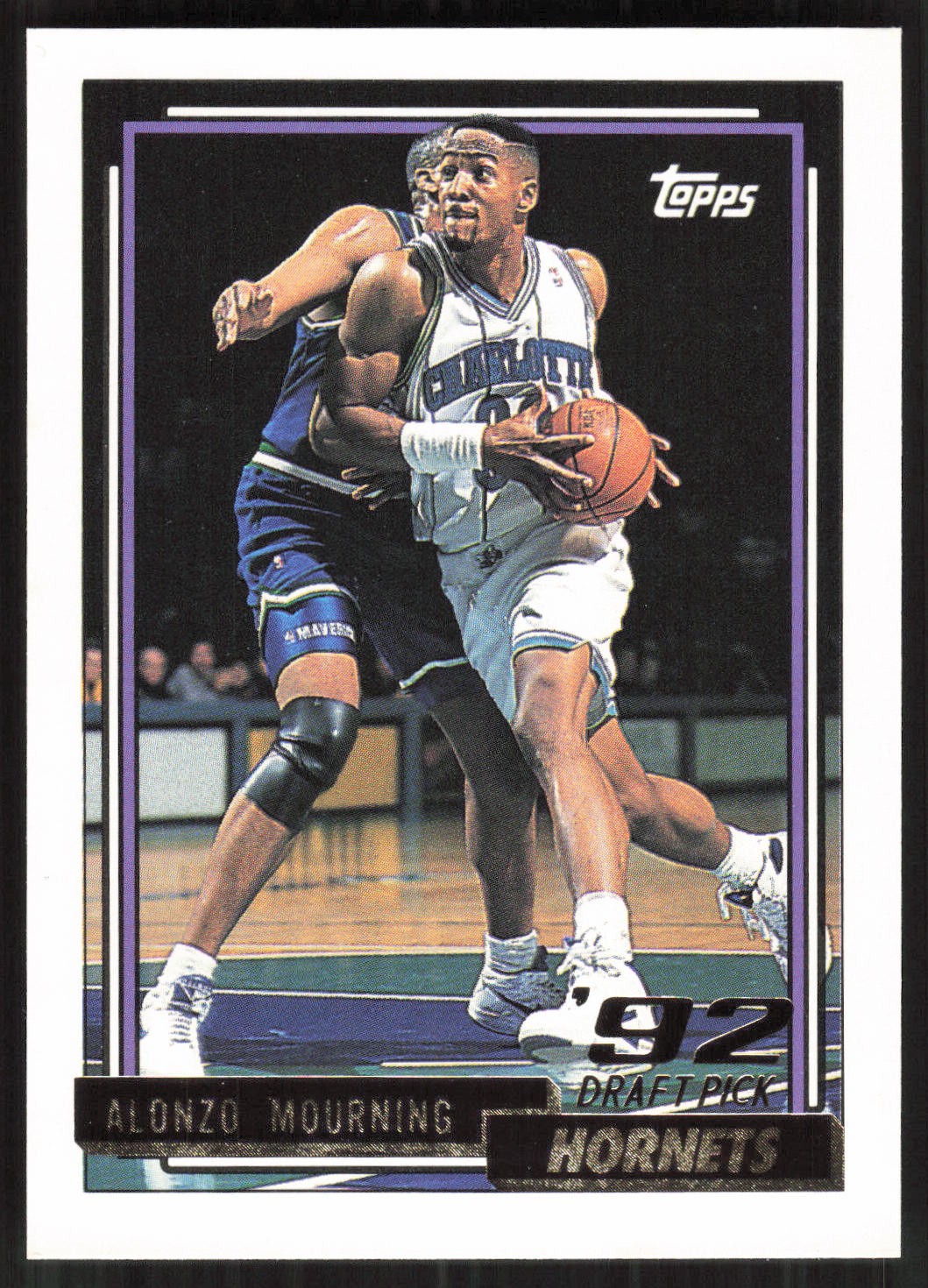 Alonzo Mourning, 1992-93 Topps Gold, #393, Charlotte Hornets, RC
