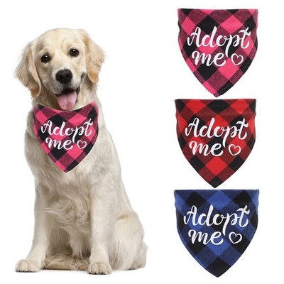 3 PCS Adopt Me Dog Bandana Plaid Triangle Kerchief, Soft Cotton Bib Scarf L