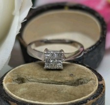 9ct Diamond ring in UK hallmarked White Gold. Stacker ring