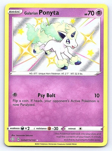 ⭐ Galarian Ponyta Holo SV047/SV122 NM Shining Fates Shiny Vault Pokemon