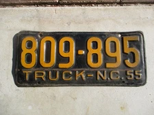 North Carolina 1955 TRUCK license plate # 809 - 895