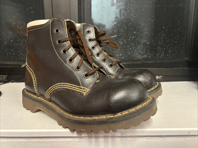 Vintage 90s Doc Dr Martens Brown Boots Made in England Shoes Women's 7 RARE!!