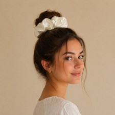 Women Handmade Hair Scrunchies Set 5pcs Comb Large Claw Clip Gift Box