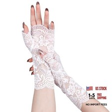 Short Lace Gloves Fingerless for Women Bridal Wrist Glove for Daily Use Opera