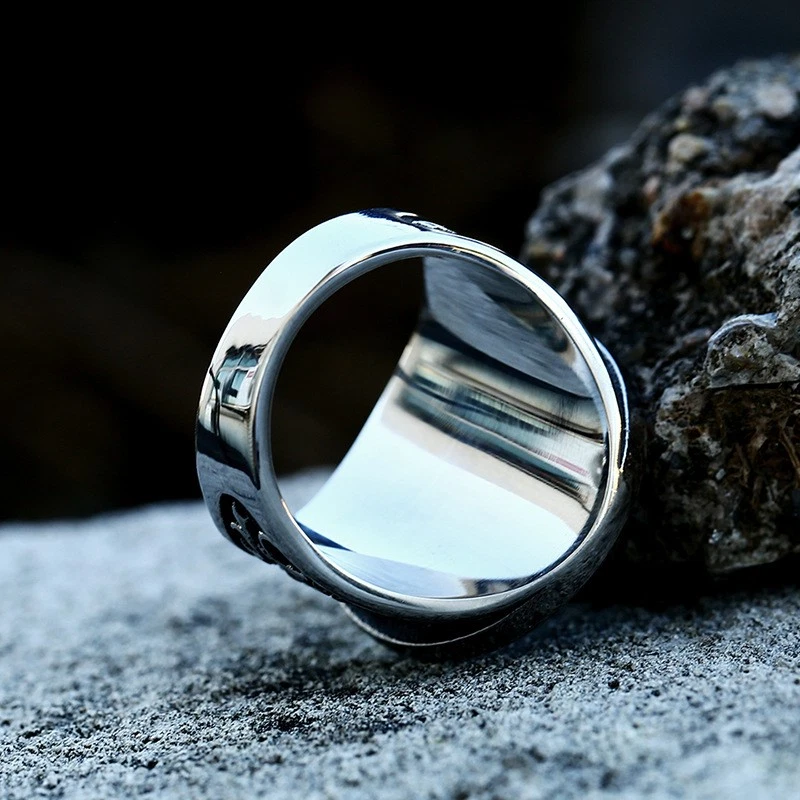 Anillo celta lobo vikingo para hombre banda de sello nórdico de acero inoxidable Foto 4 de 4