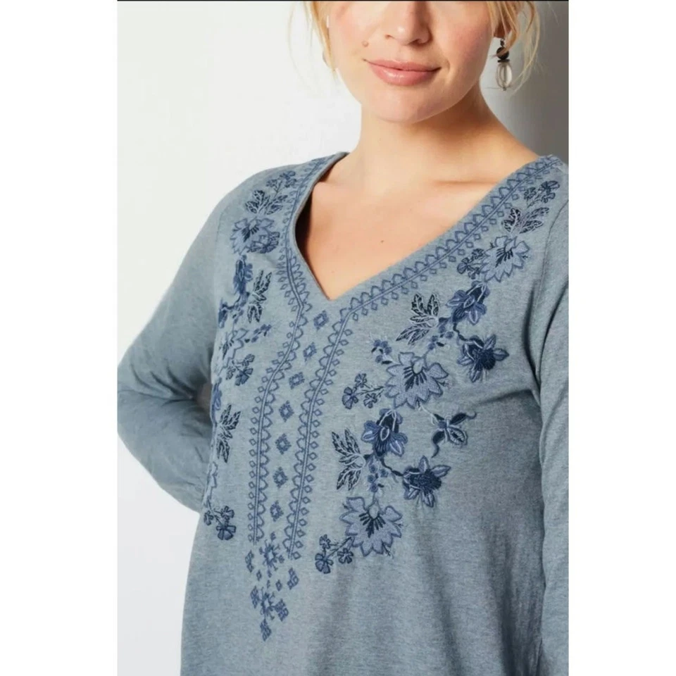 J.Jill Pure Jill Floral Embroidered V-Neck Tunic Size XL NWT - Image 4 of 4
