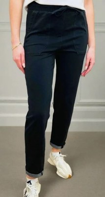 Damen Denim elastische Taille gerades Bein Hose blaue Flecken Größe 6-22