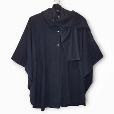 Avoca Collection Wool Cashmere Cape One Size Black Ireland Attached Scarf Witchy